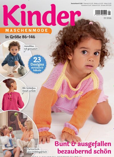Titelbild der Ausgabe 1/2026 von Kinder Maschenmode. Diese Zeitschrift und viele weitere Modemagazine und DIY-Magazine als Abo oder epaper bei United Kiosk online kaufen.