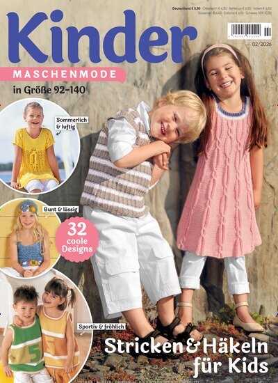 Titelbild der Ausgabe 2/2026 von Kinder Maschenmode. Diese Zeitschrift und viele weitere Modemagazine und DIY-Magazine als Abo oder epaper bei United Kiosk online kaufen.