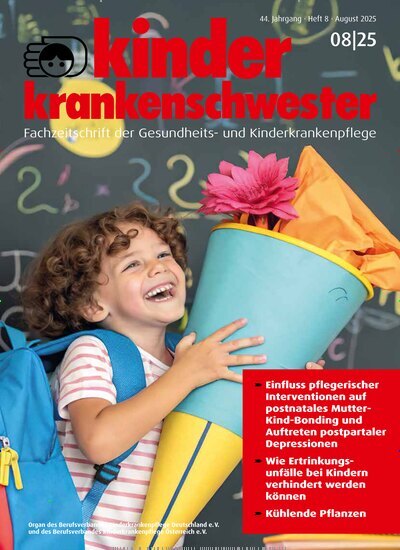Titelbild der Ausgabe 8/2025 von Kinderkrankenschwester. Diese Zeitschrift und viele weitere Pflegezeitschriften und medizinische Fachzeitschriften als Abo oder epaper bei United Kiosk online kaufen.