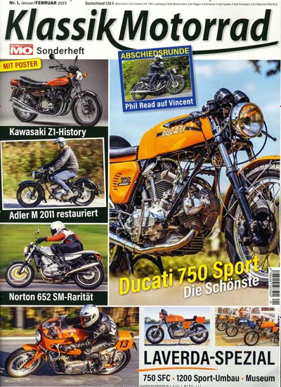 Titelbild der Ausgabe 1/2023 von Klassik Motorrad. Diese Zeitschrift und viele weitere Automagazine und Motorradzeitschriften als Abo oder epaper bei United Kiosk online kaufen.