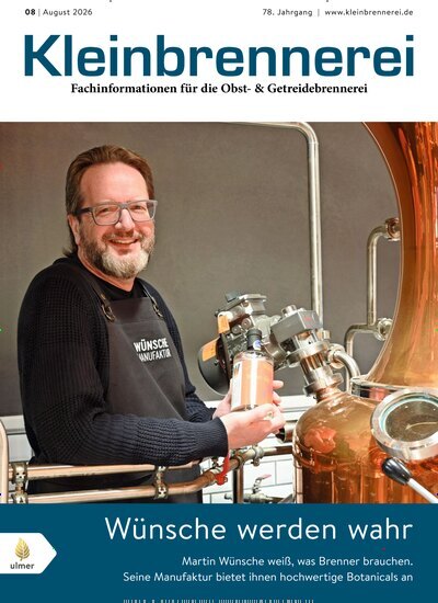 Titelbild der Ausgabe 8/2026 von Kleinbrennerei. Diese Zeitschrift und viele weitere Gastronomiezeitschriften, Fashionmagazine, Beautymagazine als Abo oder epaper bei United Kiosk online kaufen.