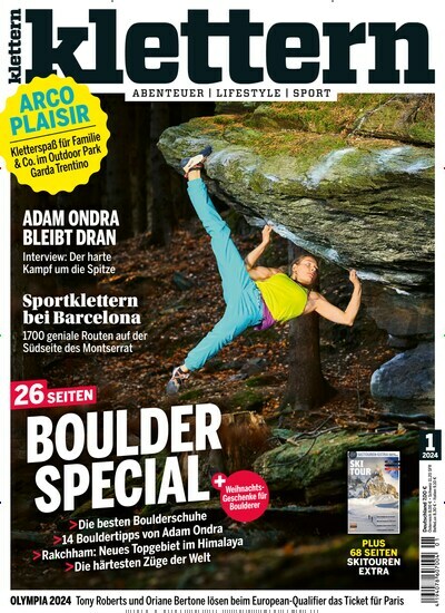 Titelbild der Ausgabe 1/2024 von klettern. Diese Zeitschrift und viele weitere Sportmagazine als Abo oder epaper bei United Kiosk online kaufen.