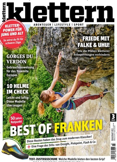 Titelbild der Ausgabe 3/2025 von klettern. Diese Zeitschrift und viele weitere Sportmagazine als Abo oder epaper bei United Kiosk online kaufen.