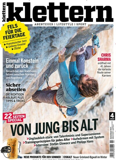 Titelbild der Ausgabe 4/2023 von klettern. Diese Zeitschrift und viele weitere Sportmagazine als Abo oder epaper bei United Kiosk online kaufen.