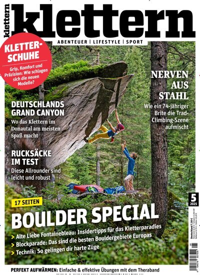 Titelbild der Ausgabe 5/2025 von klettern. Diese Zeitschrift und viele weitere Sportmagazine als Abo oder epaper bei United Kiosk online kaufen.