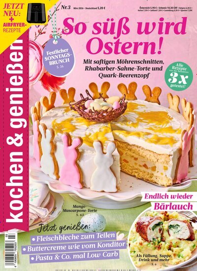Titelbild der Ausgabe 3/2026 von kochen & genießen. Diese Zeitschrift und viele weitere Kochzeitschriften und Backzeitschriften als Abo oder epaper bei United Kiosk online kaufen.