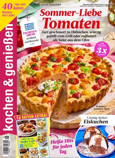 Titelbild der Ausgabe 8/2025 von kochen & genießen. Diese Zeitschrift und viele weitere Kochzeitschriften und Backzeitschriften als Abo oder epaper bei United Kiosk online kaufen.