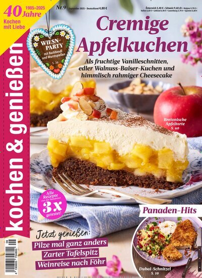 Titelbild der Ausgabe 9/2025 von kochen & genießen. Diese Zeitschrift und viele weitere Kochzeitschriften und Backzeitschriften als Abo oder epaper bei United Kiosk online kaufen.