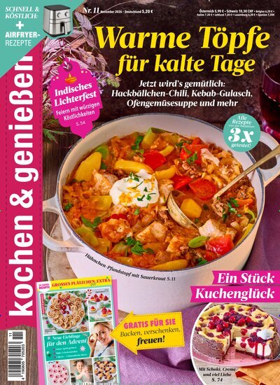 Titelbild der Ausgabe 11/2026 von kochen & genießen. Diese Zeitschrift und viele weitere Kochzeitschriften und Backzeitschriften als Abo oder epaper bei United Kiosk online kaufen.