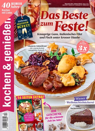 Titelbild der Ausgabe 12/2025 von kochen & genießen. Diese Zeitschrift und viele weitere Kochzeitschriften und Backzeitschriften als Abo oder epaper bei United Kiosk online kaufen.
