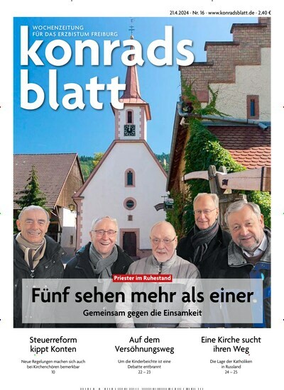 Titelbild der Ausgabe 16/2024 von Konradsblatt. Diese Zeitschrift und viele weitere Zeitungsabos als Abo oder epaper bei United Kiosk online kaufen.