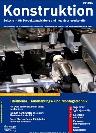 Konstruktion aktuelles Titelbild Ausgabe 10/2015 Aktuelles Titelbild von Konstruktion. Entdecken Sie jetzt die Ausgabe 10/2015. Lesen Sie gerne Wissenschaftsmagazine? Dann empfehlen wir Ihnen Konstruktion als Abo oder Geschenkabo.