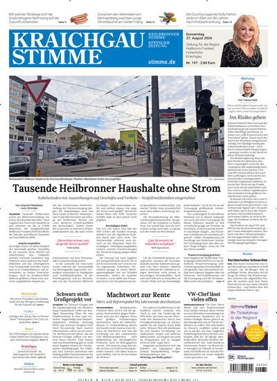 Titelbild der Ausgabe 197/2026 von Kraichgau Stimme. Diese Zeitschrift und viele weitere Zeitungsabos als Abo oder epaper bei United Kiosk online kaufen.