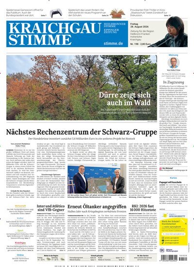Titelbild der Ausgabe 198/2026 von Kraichgau Stimme. Diese Zeitschrift und viele weitere Zeitungsabos als Abo oder epaper bei United Kiosk online kaufen.