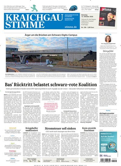 Titelbild der Ausgabe 236/2026 von Kraichgau Stimme. Diese Zeitschrift und viele weitere Zeitungsabos als Abo oder epaper bei United Kiosk online kaufen.