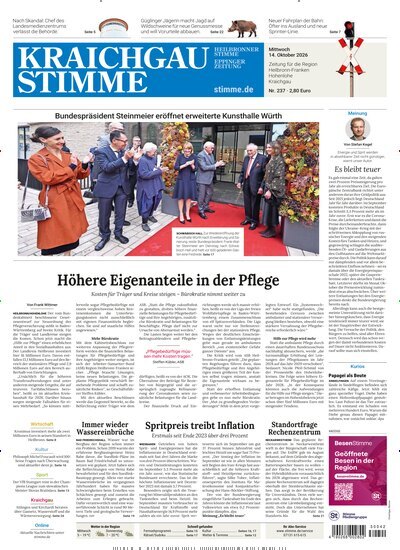 Titelbild der Ausgabe 237/2026 von Kraichgau Stimme. Diese Zeitschrift und viele weitere Zeitungsabos als Abo oder epaper bei United Kiosk online kaufen.