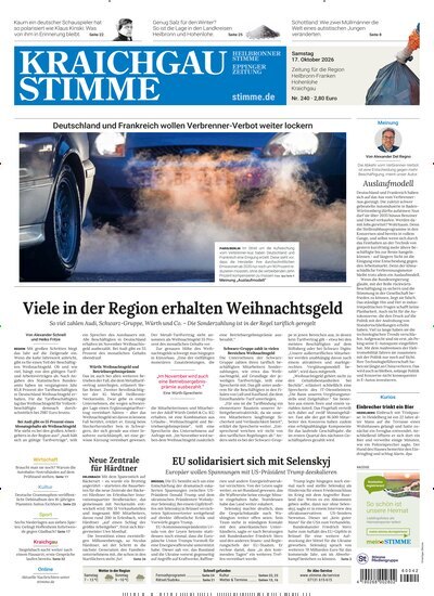 Titelbild der Ausgabe 240/2026 von Kraichgau Stimme. Diese Zeitschrift und viele weitere Zeitungsabos als Abo oder epaper bei United Kiosk online kaufen.