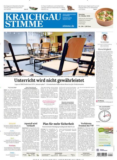 Titelbild der Ausgabe 246/2026 von Kraichgau Stimme. Diese Zeitschrift und viele weitere Zeitungsabos als Abo oder epaper bei United Kiosk online kaufen.