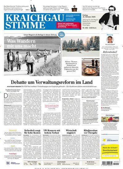 Titelbild der Ausgabe 252/2025 von Kraichgau Stimme. Diese Zeitschrift und viele weitere Zeitungsabos als Abo oder epaper bei United Kiosk online kaufen.