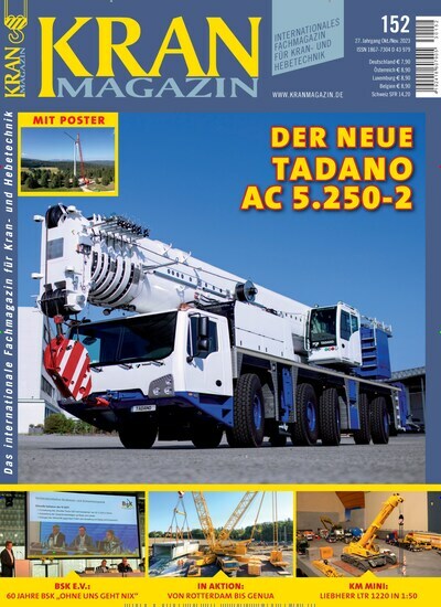Titelbild der Ausgabe 152/2023 von Kran Magazin. Diese Zeitschrift und viele weitere Automagazine und Motorradzeitschriften als Abo oder epaper bei United Kiosk online kaufen.