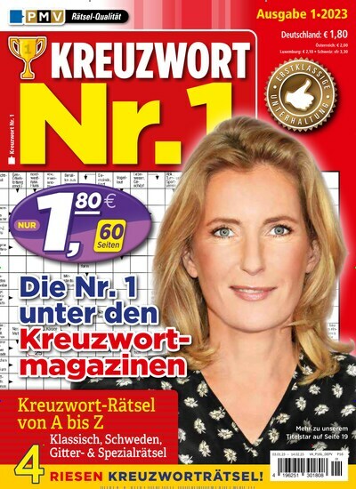 Titelbild der Ausgabe 1/2023 von Kreuzwort Nr 1. Diese Zeitschrift und viele weitere Groschenromane und Rätselhefte als Abo oder epaper bei United Kiosk online kaufen.