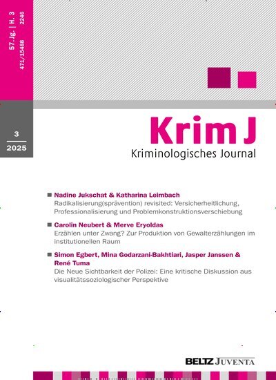 Titelbild der Ausgabe 3/2025 von KrimJ Kriminologisches Journal. Diese Zeitschrift und viele weitere Jurazeitschriften und Zeitschriften für Verwaltung als Abo oder epaper bei United Kiosk online kaufen.