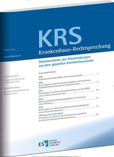 KRS - Krankenhaus-Rechtsprechung aktuelles Titelbild Ausgabe 2/2018 Aktuelles Titelbild von KRS - Krankenhaus-Rechtsprechung. Entdecken Sie jetzt die Ausgabe 2/2018. Lesen Sie gerne Pflegezeitschriften und medizinische Fachzeitschriften? Dann empfehlen wir Ihnen KRS - Krankenhaus-Rechtsprechung als Abo oder Geschenkabo.