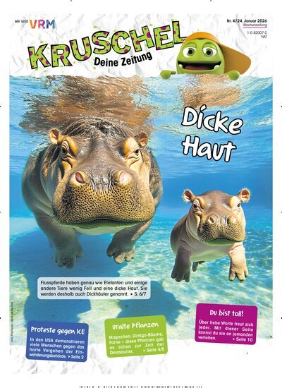 Titelbild der Ausgabe 4/2026 von Kruschel - Deine Zeitung. Diese Zeitschrift und viele weitere Jugendzeitschriften und Kinderzeitschriften als Abo oder epaper bei United Kiosk online kaufen.
