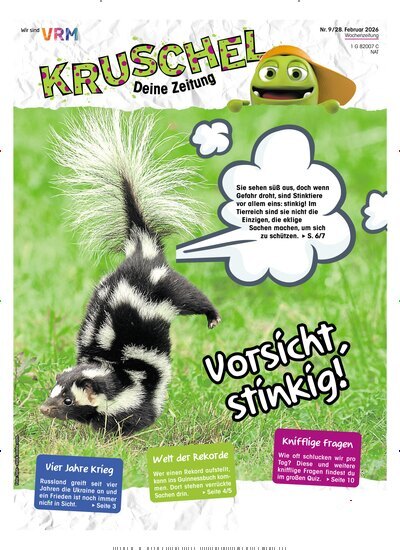 Titelbild der Ausgabe 9/2026 von Kruschel - Deine Zeitung. Diese Zeitschrift und viele weitere Jugendzeitschriften und Kinderzeitschriften als Abo oder epaper bei United Kiosk online kaufen.