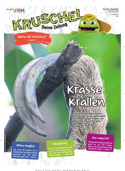 Titelbild der Ausgabe 18/2026 von Kruschel - Deine Zeitung. Diese Zeitschrift und viele weitere Jugendzeitschriften und Kinderzeitschriften als Abo oder epaper bei United Kiosk online kaufen.