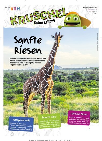 Titelbild der Ausgabe 19/2025 von Kruschel - Deine Zeitung. Diese Zeitschrift und viele weitere Jugendzeitschriften und Kinderzeitschriften als Abo oder epaper bei United Kiosk online kaufen.