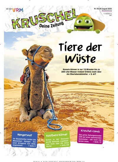 Titelbild der Ausgabe 35/2025 von Kruschel - Deine Zeitung. Diese Zeitschrift und viele weitere Jugendzeitschriften und Kinderzeitschriften als Abo oder epaper bei United Kiosk online kaufen.