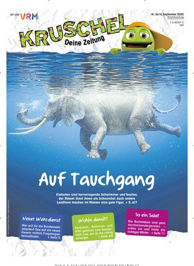 Titelbild der Ausgabe 36/2025 von Kruschel - Deine Zeitung. Diese Zeitschrift und viele weitere Jugendzeitschriften und Kinderzeitschriften als Abo oder epaper bei United Kiosk online kaufen.