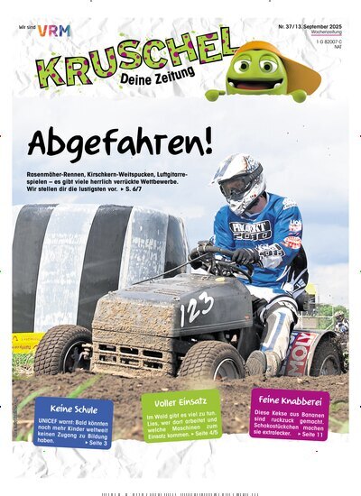 Titelbild der Ausgabe 37/2025 von Kruschel - Deine Zeitung. Diese Zeitschrift und viele weitere Jugendzeitschriften und Kinderzeitschriften als Abo oder epaper bei United Kiosk online kaufen.