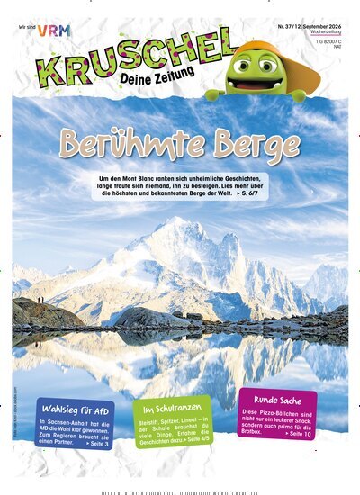 Titelbild der Ausgabe 37/2026 von Kruschel - Deine Zeitung. Diese Zeitschrift und viele weitere Jugendzeitschriften und Kinderzeitschriften als Abo oder epaper bei United Kiosk online kaufen.