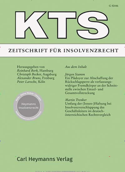 Titelbild der Ausgabe 3/2024 von KTS - Zeitschrift für Insolvenzrecht. Diese Zeitschrift und viele weitere Jurazeitschriften und Zeitschriften für Verwaltung als Abo oder epaper bei United Kiosk online kaufen.