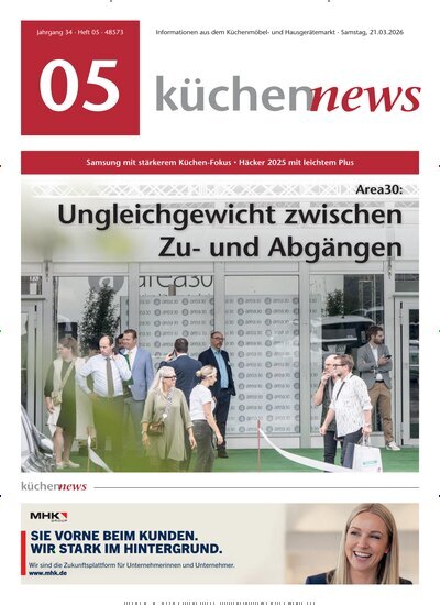 Titelbild der Ausgabe 5/2026 von KüchenNews. Diese Zeitschrift und viele weitere Architekturzeitschriften und Bauzeitschriften als Abo oder epaper bei United Kiosk online kaufen.