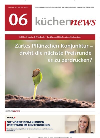 Titelbild der Ausgabe 6/2026 von KüchenNews. Diese Zeitschrift und viele weitere Architekturzeitschriften und Bauzeitschriften als Abo oder epaper bei United Kiosk online kaufen.