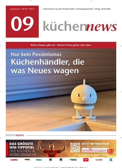 Titelbild der Ausgabe 9/2026 von KüchenNews. Diese Zeitschrift und viele weitere Architekturzeitschriften und Bauzeitschriften als Abo oder epaper bei United Kiosk online kaufen.