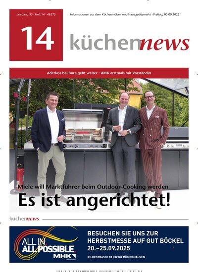 Titelbild der Ausgabe 14/2025 von KüchenNews. Diese Zeitschrift und viele weitere Architekturzeitschriften und Bauzeitschriften als Abo oder epaper bei United Kiosk online kaufen.