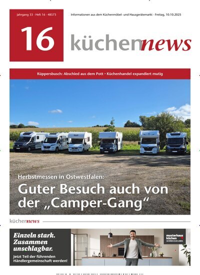 Titelbild der Ausgabe 16/2025 von KüchenNews. Diese Zeitschrift und viele weitere Architekturzeitschriften und Bauzeitschriften als Abo oder epaper bei United Kiosk online kaufen.