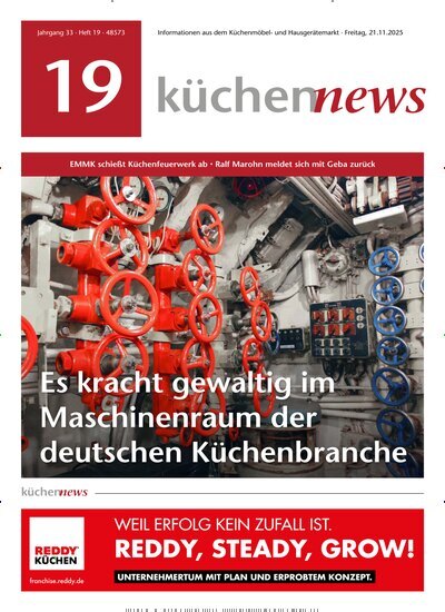 Titelbild der Ausgabe 19/2025 von KüchenNews. Diese Zeitschrift und viele weitere Architekturzeitschriften und Bauzeitschriften als Abo oder epaper bei United Kiosk online kaufen.