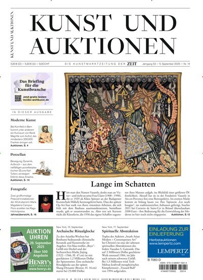 Titelbild der Ausgabe 14/2025 von Kunst und Auktionen. Diese Zeitschrift und viele weitere Reisemagazine, Freizeitmagazine und Wissensmagazine als Abo oder epaper bei United Kiosk online kaufen.
