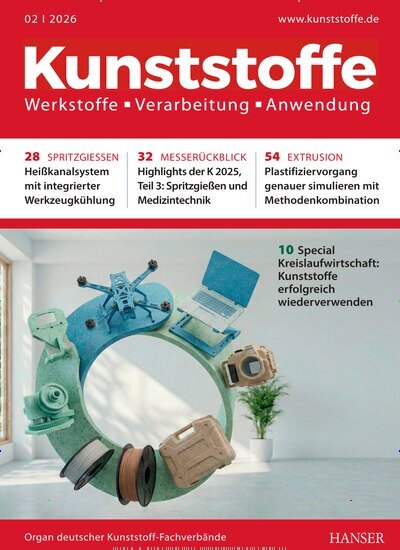 Titelbild der Ausgabe 2/2026 von Kunststoffe. Diese Zeitschrift und viele weitere Industriemagazine und Handwerkmagazine als Abo oder epaper bei United Kiosk online kaufen.