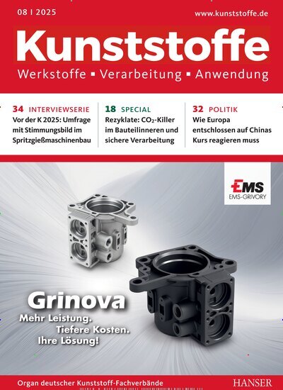 Titelbild der Ausgabe 8/2025 von Kunststoffe. Diese Zeitschrift und viele weitere Industriemagazine und Handwerkmagazine als Abo oder epaper bei United Kiosk online kaufen.