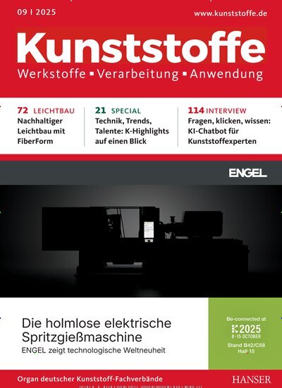 Titelbild der Ausgabe 9/2025 von Kunststoffe. Diese Zeitschrift und viele weitere Industriemagazine und Handwerkmagazine als Abo oder epaper bei United Kiosk online kaufen.