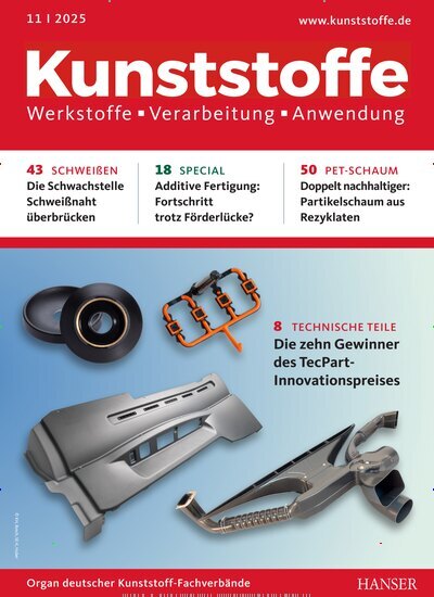 Titelbild der Ausgabe 11/2025 von Kunststoffe. Diese Zeitschrift und viele weitere Industriemagazine und Handwerkmagazine als Abo oder epaper bei United Kiosk online kaufen.