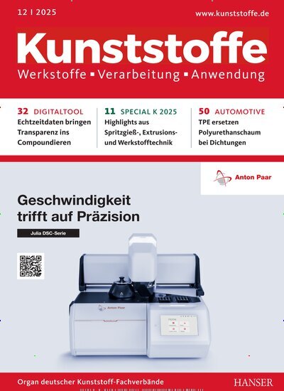 Titelbild der Ausgabe 12/2025 von Kunststoffe. Diese Zeitschrift und viele weitere Industriemagazine und Handwerkmagazine als Abo oder epaper bei United Kiosk online kaufen.