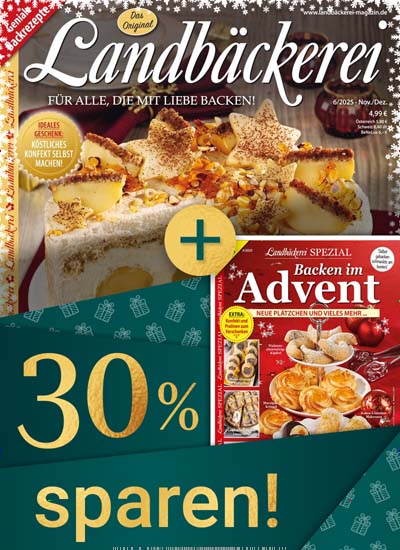 Titelbild der Ausgabe 1/2025 von Landbäckerei Weihnachten Zeitschriften Bundle. Diese Zeitschrift und viele weitere Kochzeitschriften und Backzeitschriften als Abo oder epaper bei United Kiosk online kaufen.