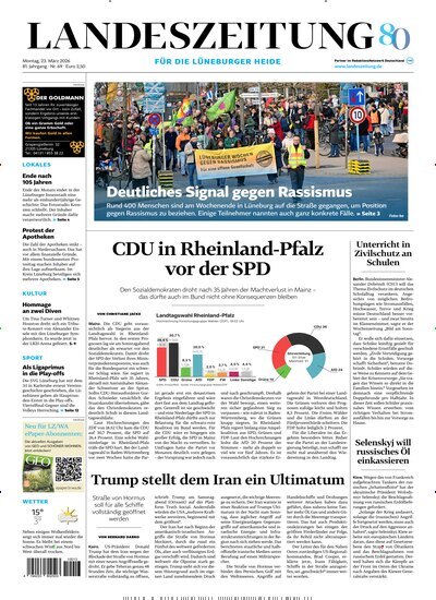 Titelbild der Ausgabe 69/2026 von Landeszeitung für die Lüneburger Heide. Diese Zeitschrift und viele weitere Zeitungsabos als Abo oder epaper bei United Kiosk online kaufen.
